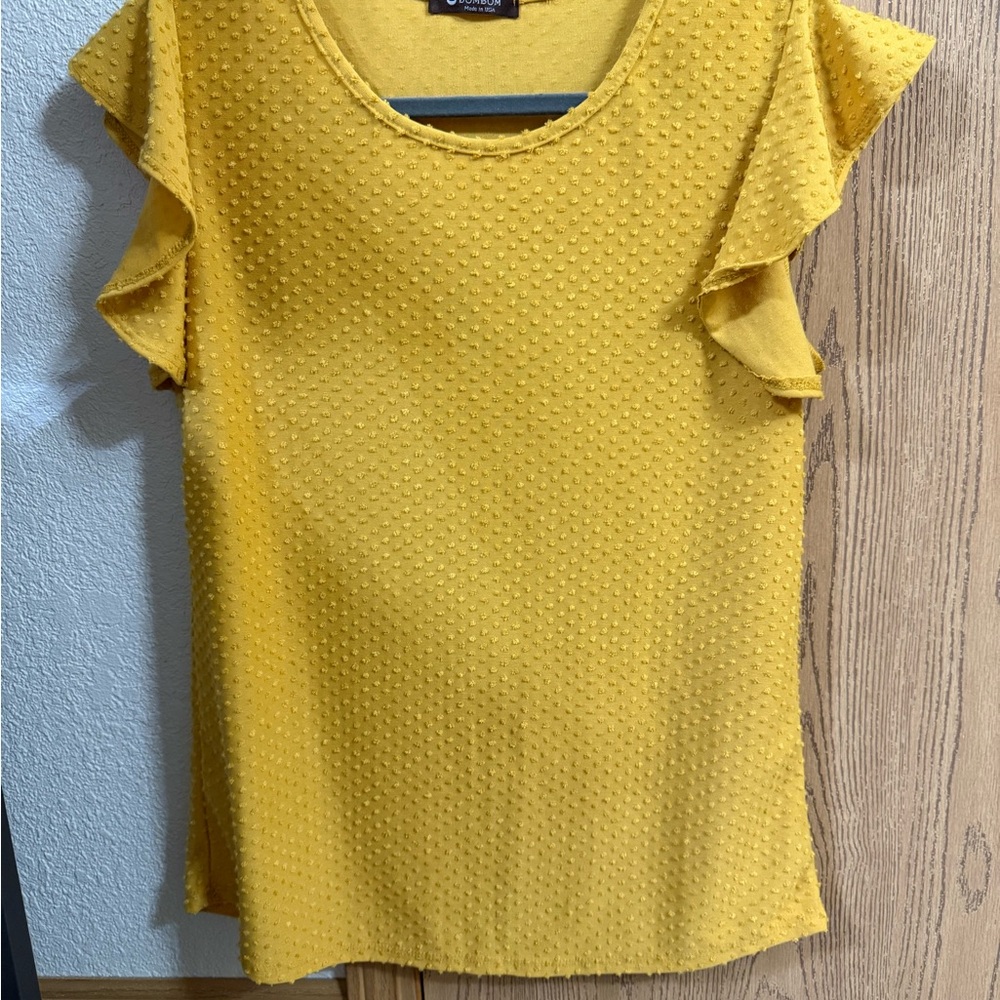 Chic Mustard Ruffle Sleeve Blouse